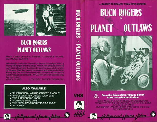 BUCK ROGERS IN PLANET OUTLAWS, AUSTRALIAN, VHS COVER, VHS COVERS