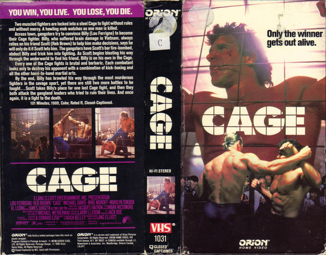 CAGE REB BROWN LOU FERRIGNO VHS COVER, VHS COVERS