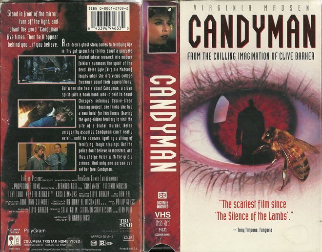 CANDYMAN VIRGINIA HADSEN VHS COVER