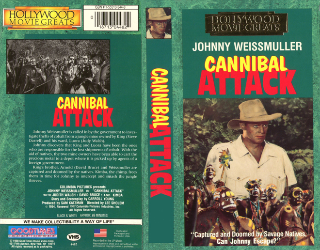 CANNIBAL ATTACK JOHNNY WEISSMULLER VHS COVER, VHS COVERS