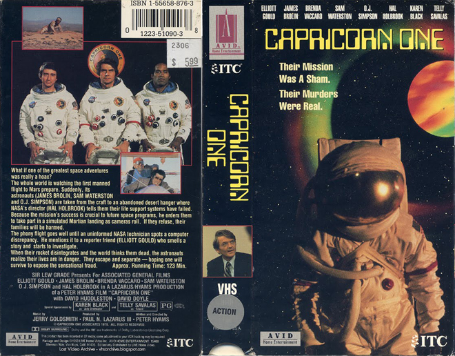 CAPRICORN ONE, ACTION VHS COVER, HORROR VHS COVER, BLAXPLOITATION VHS COVER, HORROR VHS COVER, ACTION EXPLOITATION VHS COVER, SCI-FI VHS COVER, MUSIC VHS COVER, SEX COMEDY VHS COVER, DRAMA VHS COVER, SEXPLOITATION VHS COVER, BIG BOX VHS COVER, CLAMSHELL VHS COVER, VHS COVER, VHS COVERS, DVD COVER, DVD COVERS