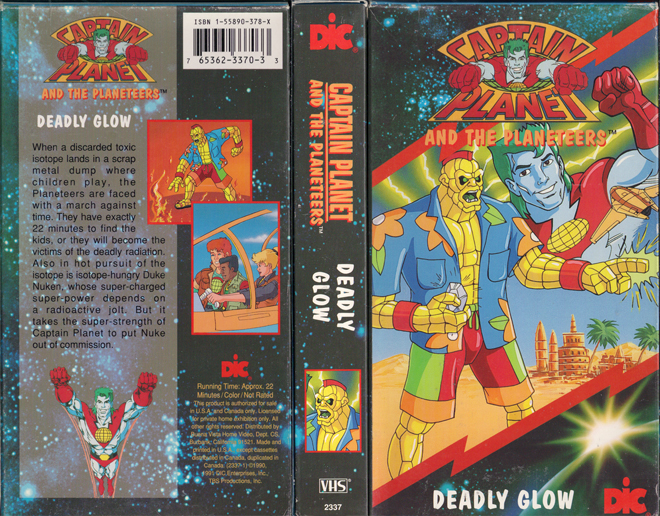 CAPTAIN PLANET AND THE PLANETEERS : DEADLY GLOW VHS COVER, VHS COVERS
