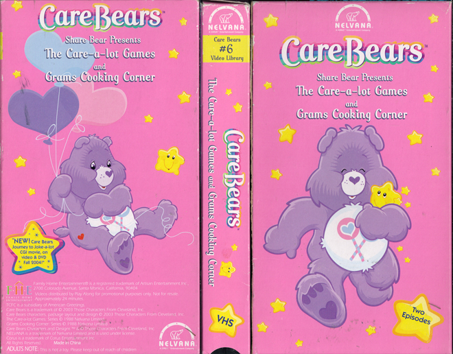 CAREBEARS : THE CARE-A-LOT GAMES VHS COVER, VHS COVERS