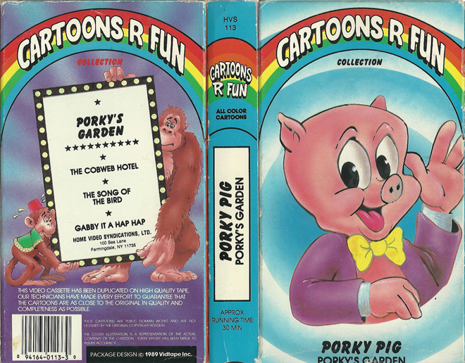 CARTOONS R FUN COLLECTION : PORKYS GARDEN VHS COVER, VHS COVERS