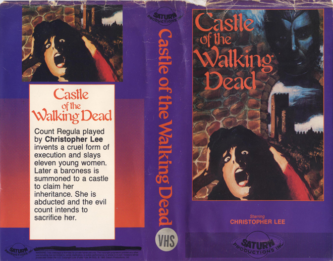 CASTLE OF THE WALKING DEAD SATURN PRODUCTIONS INC CHRISTOPHER LEE VHS COVER, VHS COVERS