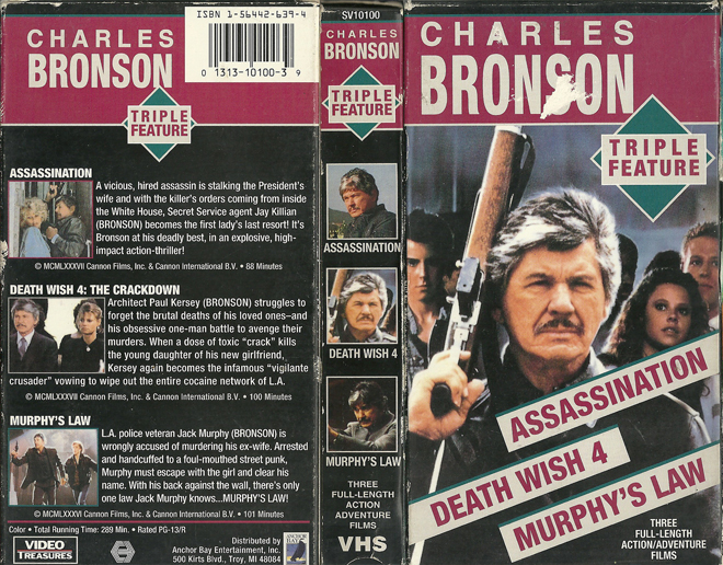 CHARLES BRONSON TRIPLE FEATURE VHS COVER, VHS COVERS