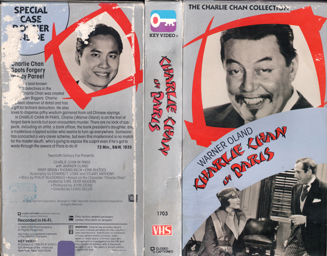 CHARLIE CHAN IN PARIS WARNER OLAND VHS COVER