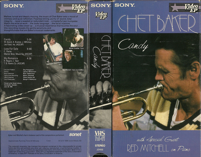 CHET BAKER : CANDY VHS COVER