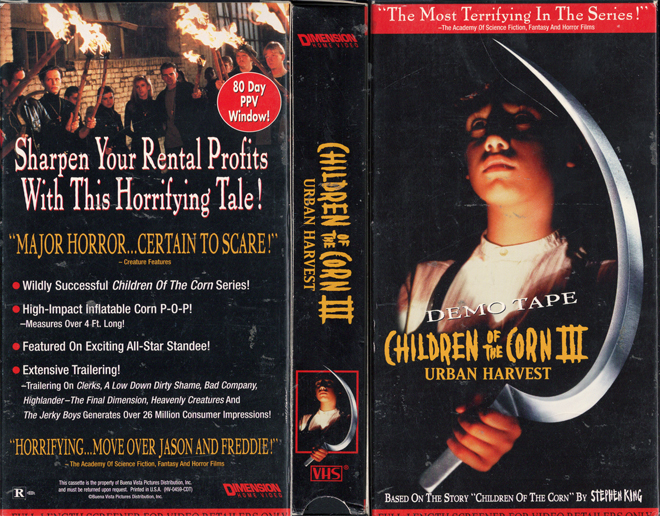 CHILDREN OF THE CORN 3 : URBAN HARVEST DEMO TAPE VHS COVER