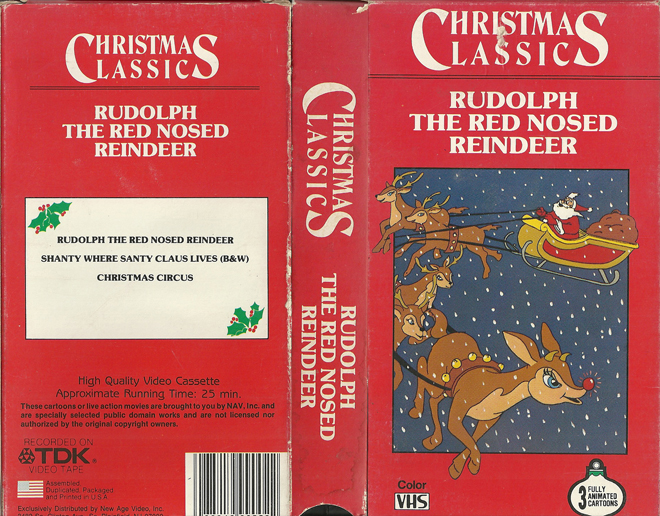 CHRISTMAS CLASSICS RUDOLPH THE RED NOSED REINDEER VHS COVER, VHS COVERS
