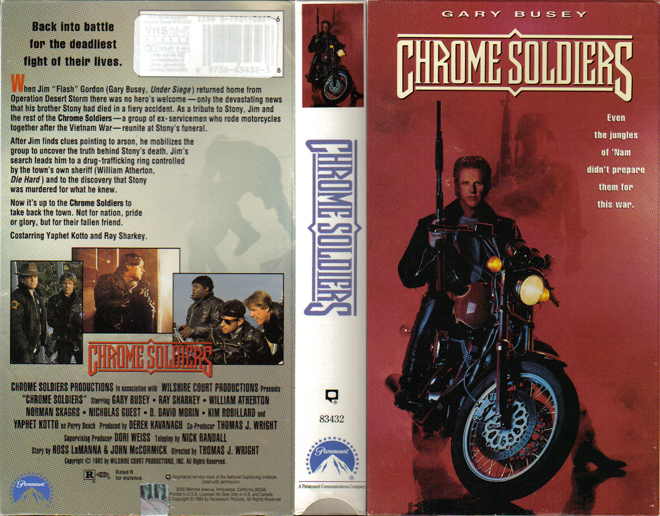 CHROME SOLDIERS, GARY BUSEY, VHS COVERS, VHS COVER 