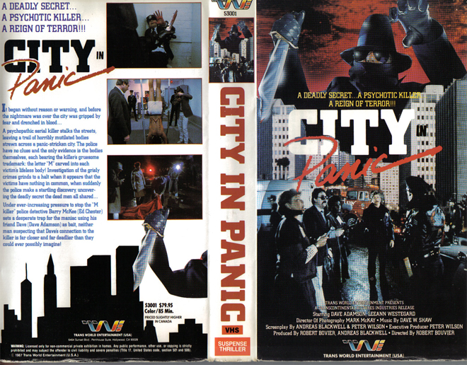 CITY IN PANIC VHS COVER, VHS COVERS