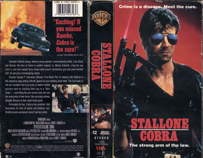 COBRA STALLONE VHS COVER, VHS COVERS