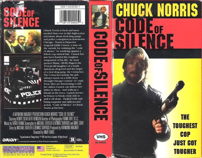 CODE OF SILENCE, HORROR, ACTION EXPLOITATION, ACTION, HORROR, SCI-FI, MUSIC, THRILLER, SEX COMEDY,  DRAMA, SEXPLOITATION, VHS COVER, VHS COVERS