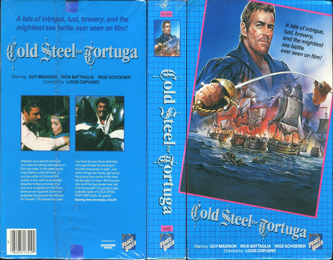 COLD STEEL FOR TORTUGA, ACTION VHS COVER, HORROR VHS COVER, BLAXPLOITATION VHS COVER, HORROR VHS COVER, ACTION EXPLOITATION VHS COVER, SCI-FI VHS COVER, MUSIC VHS COVER, SEX COMEDY VHS COVER, DRAMA VHS COVER, SEXPLOITATION VHS COVER, BIG BOX VHS COVER, CLAMSHELL VHS COVER, VHS COVER, VHS COVERS, DVD COVER, DVD COVERS