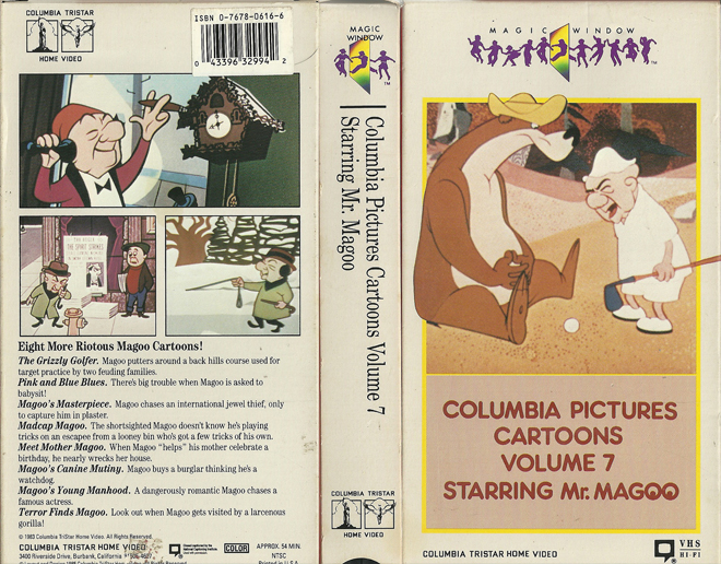 COLUMBIA PICTURES CARTOONS VOLUME 7 : STARRING MR MAGOO VHS COVER