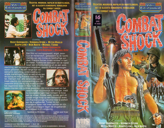 COMBAT SHOCK VIDEO ENTERTAINMENT VHS COVER, VHS COVERS