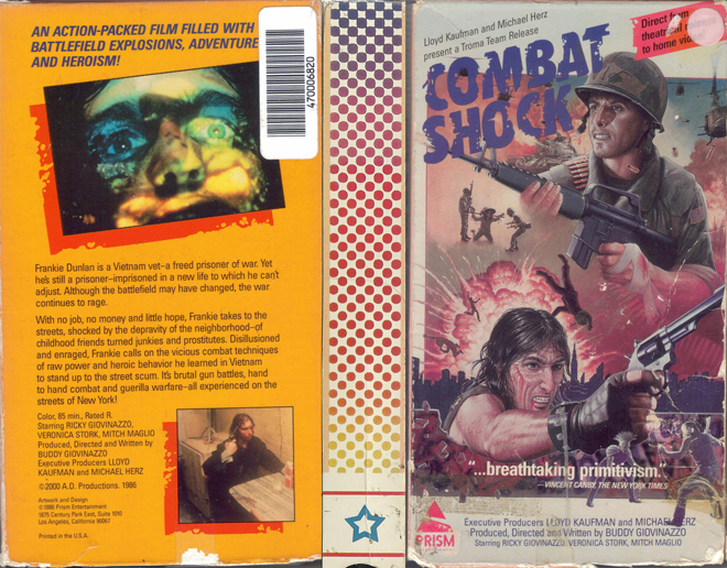 COMBAT SHOCK VHS COVER, VHS COVERS