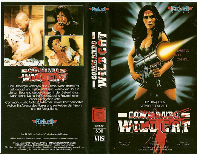 COMMANDO WILD CAT, ACTION VHS COVER, HORROR VHS COVER, BLAXPLOITATION VHS COVER, HORROR VHS COVER, ACTION EXPLOITATION VHS COVER, SCI-FI VHS COVER, MUSIC VHS COVER, SEX COMEDY VHS COVER, DRAMA VHS COVER, SEXPLOITATION VHS COVER, BIG BOX VHS COVER, CLAMSHELL VHS COVER, VHS COVER, VHS COVERS, DVD COVER, DVD COVERS
