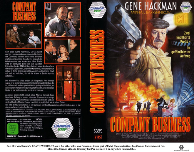 COMPANY BUSINESS GENE HACKMAN VHS COVER