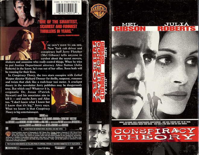 CONSPIRACY THEORY MEL GIBSON JULIA ROBERTS, VHS COVER, VHS COVERS
