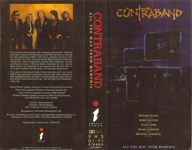 CONTRABAND : ALL THE WAY FROM MEMPHIS VHS COVER