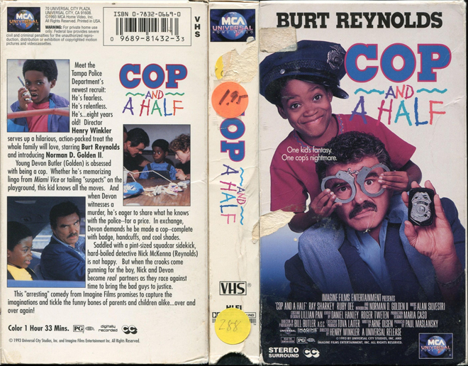 COP AND A HALF, ACTION VHS COVER, HORROR VHS COVER, BLAXPLOITATION VHS COVER, HORROR VHS COVER, ACTION EXPLOITATION VHS COVER, SCI-FI VHS COVER, MUSIC VHS COVER, SEX COMEDY VHS COVER, DRAMA VHS COVER, SEXPLOITATION VHS COVER, BIG BOX VHS COVER, CLAMSHELL VHS COVER, VHS COVER, VHS COVERS, DVD COVER, DVD COVERS