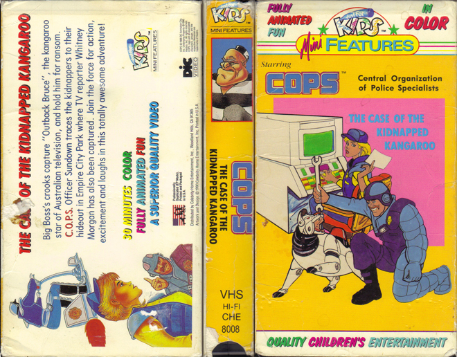 COPS THE CASE OF THE KIDNAPPED KANGAROO CENTRAL ORGANIZATION OF POLICE SPECIALISTS VHS COVER, VHS COVERS