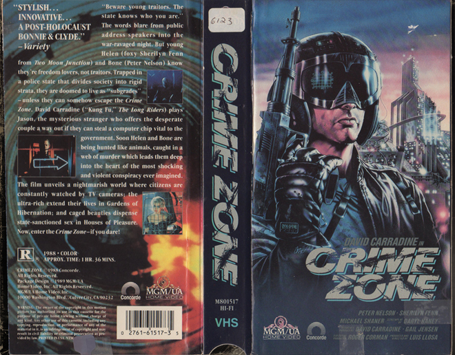 CRIME ZONE DAVID CARRADINE VIDEO VHS COVER, VHS COVERS