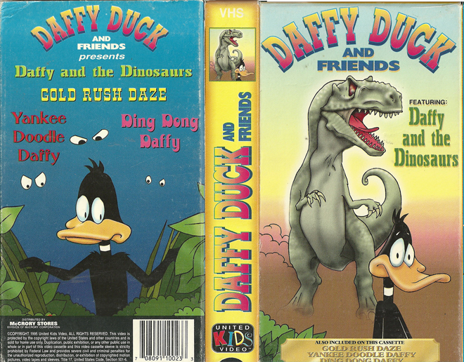 DAFFY DUCK AND FRIENDS : DAFFY AND THE DINOSAURS VHS COVER
