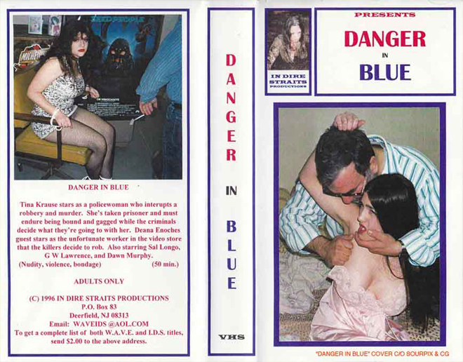 DANGER IN BLUE VHS COVER, VHS COVERS