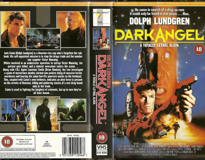 DARK ANGEL, DOLPH LUNDGREN, CANNON VIDEO, VESTRON VIDEO, VHS COVER, VHS COVERS