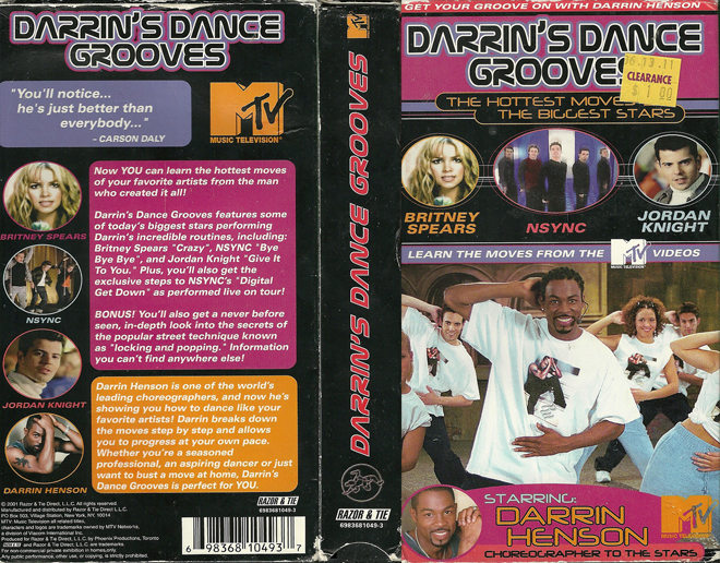 DARRINS DANCE GROOVES THE HOTTEST MOVES FROM THE BIGGEST STARS MTV VHS COVER