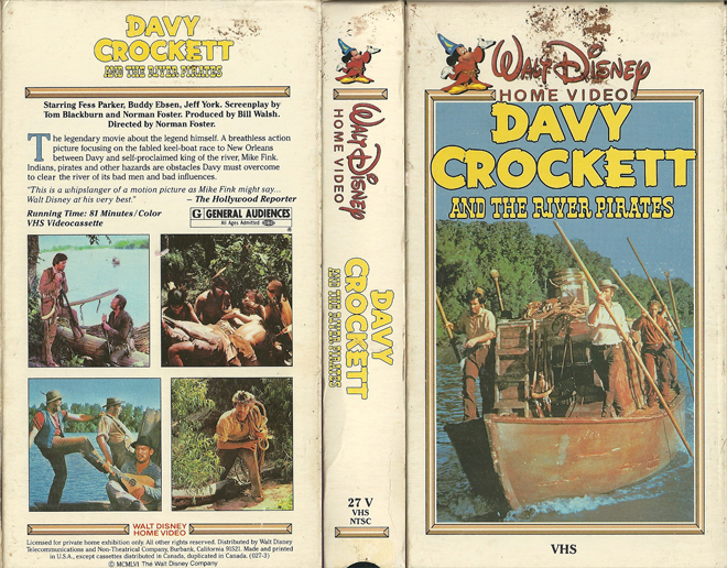 DAVY CROCKETT AND THE RIVER PIRATES WALT DISNEY HOME VIDEO VHS COVER, VHS COVERS