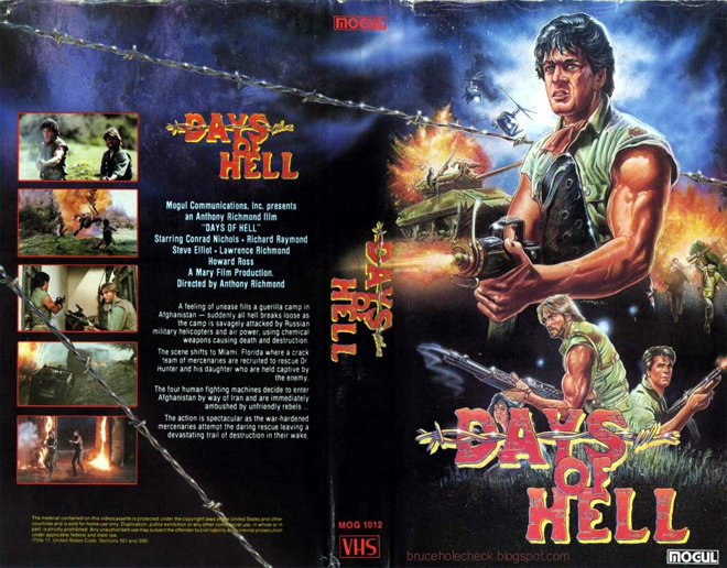 DAYS OF HELL, BRAZIL VHS, BRAZILIAN VHS, ACTION VHS COVER, HORROR VHS COVER, BLAXPLOITATION VHS COVER, HORROR VHS COVER, ACTION EXPLOITATION VHS COVER, SCI-FI VHS COVER, MUSIC VHS COVER, SEX COMEDY VHS COVER, DRAMA VHS COVER, SEXPLOITATION VHS COVER, BIG BOX VHS COVER, CLAMSHELL VHS COVER, VHS COVER, VHS COVERS, DVD COVER, DVD COVERS