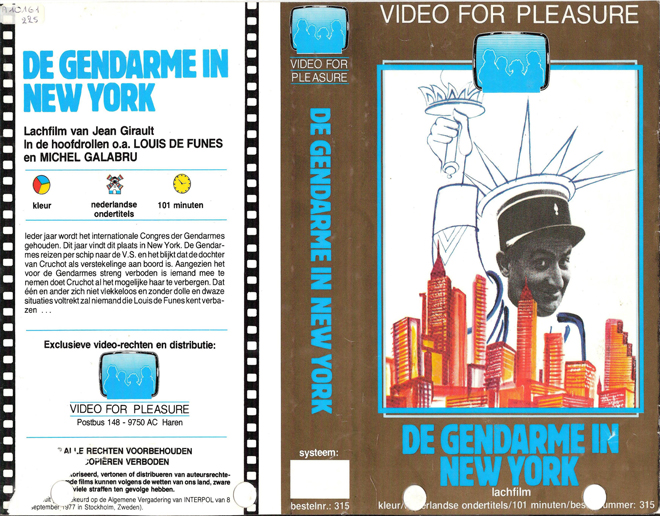 DE GENDARME IN NEW YORK, BIG BOX, HORROR, ACTION EXPLOITATION, ACTION, HORROR, SCI-FI, MUSIC, THRILLER, SEX COMEDY, DRAMA, SEXPLOITATION, VHS COVER, VHS COVERS, DVD COVER, DVD COVERS