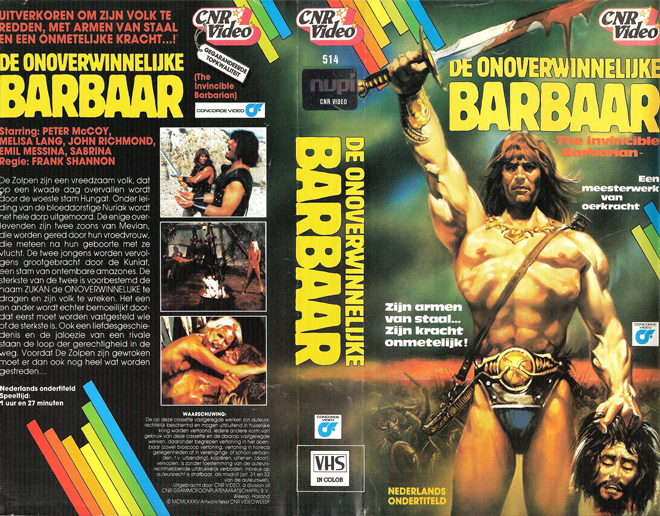 DE ONOVERWINNELIJKE BARBAAR VHS COVER, VHS COVERS