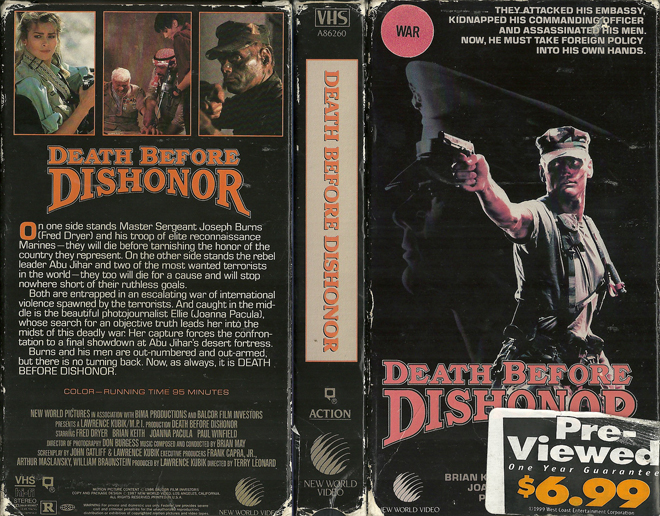 DEATH BEFORE DISHONOR VHS COVER