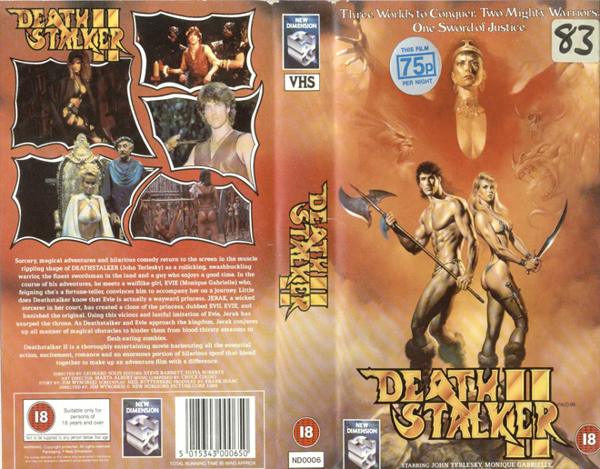 DEATH STALKER 2 VHS COVER, VHS COVERS