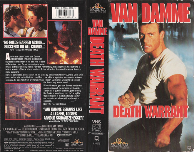 DEATH WARRANT VAN DAMME VHS COVER, VHS COVERS