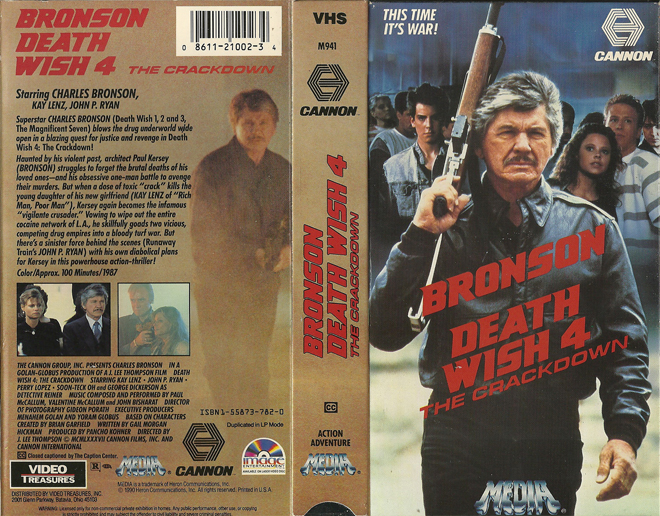 DEATH WISH 4 : THE CRACKDOWN CANNON VIDEO VHS COVER
