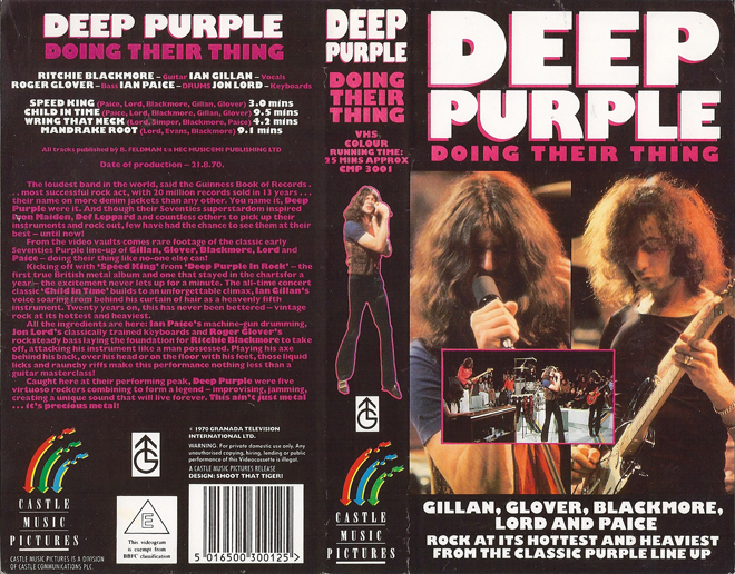DEEP PURPLE : DOING THEIR THING VHS COVER
