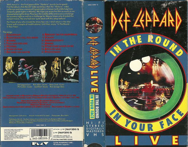 DEF LEPPARD LIVE : IN THE ROUND IN YOUR FACE VHS COVER