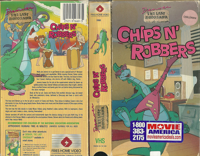 DENVER THE LAST DINOSAUR : CHIPS N ROBBERS VHS COVER