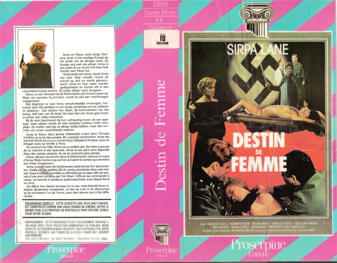 DESTIN DE FEMME VHS COVER
