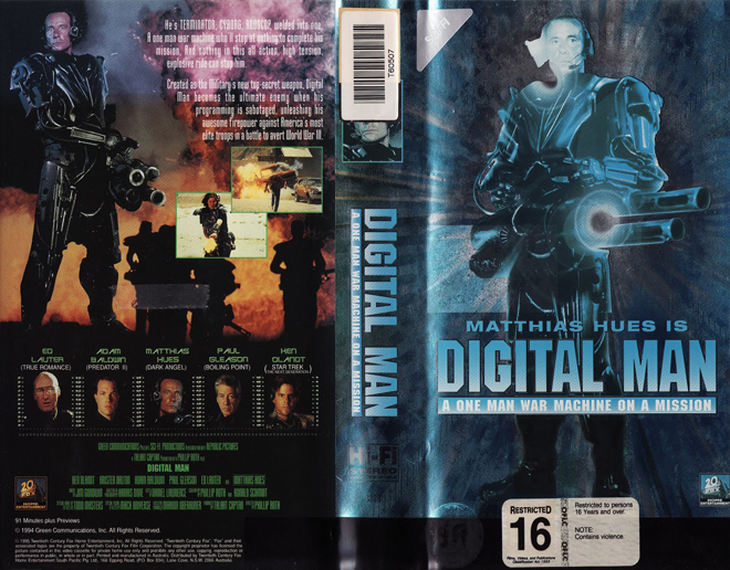 DIGITAL MAN SCIFI COVER, ACTION VHS COVER, HORROR VHS COVER, BLAXPLOITATION VHS COVER, HORROR VHS COVER, ACTION EXPLOITATION VHS COVER, SCI-FI VHS COVER, MUSIC VHS COVER, SEX COMEDY VHS COVER, DRAMA VHS COVER, SEXPLOITATION VHS COVER, BIG BOX VHS COVER, CLAMSHELL VHS COVER, VHS COVER, VHS COVERS, DVD COVER, DVD COVERS