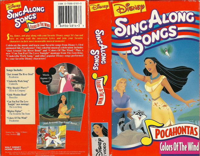 DISNEY SING ALONG SONGS : POCAHONTAS VHS COVER, VHS COVERS