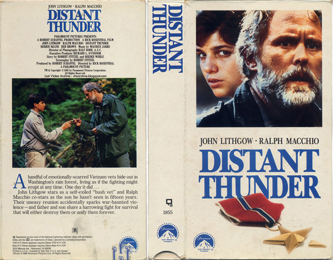 DISTANT THUNDER JOHN LITHGOW RALPH MACCHIO VHS COVER, VHS COVERS