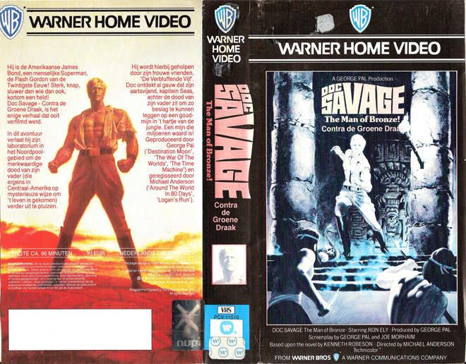 DOC SAVAGE : THE MAN OF BRONZE VHS COVER, VHS COVERS