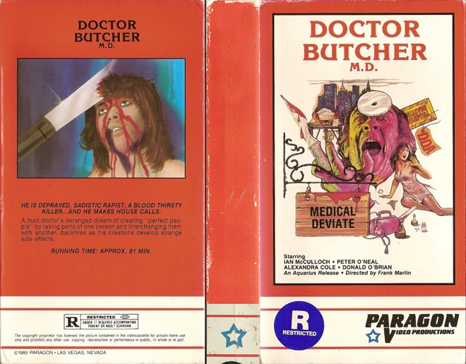DOCTOR BUTCHER M.D. VHS COVER